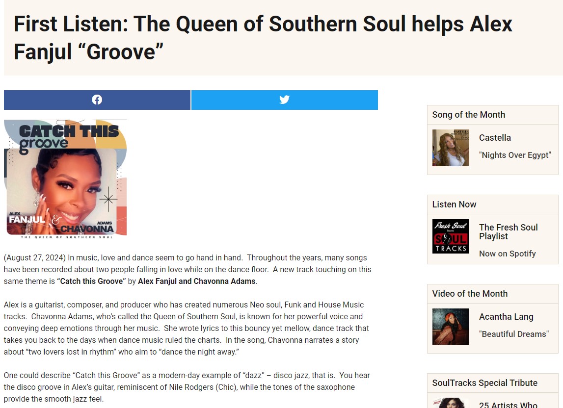 "Catch this Groove" Featured on SoulTracks